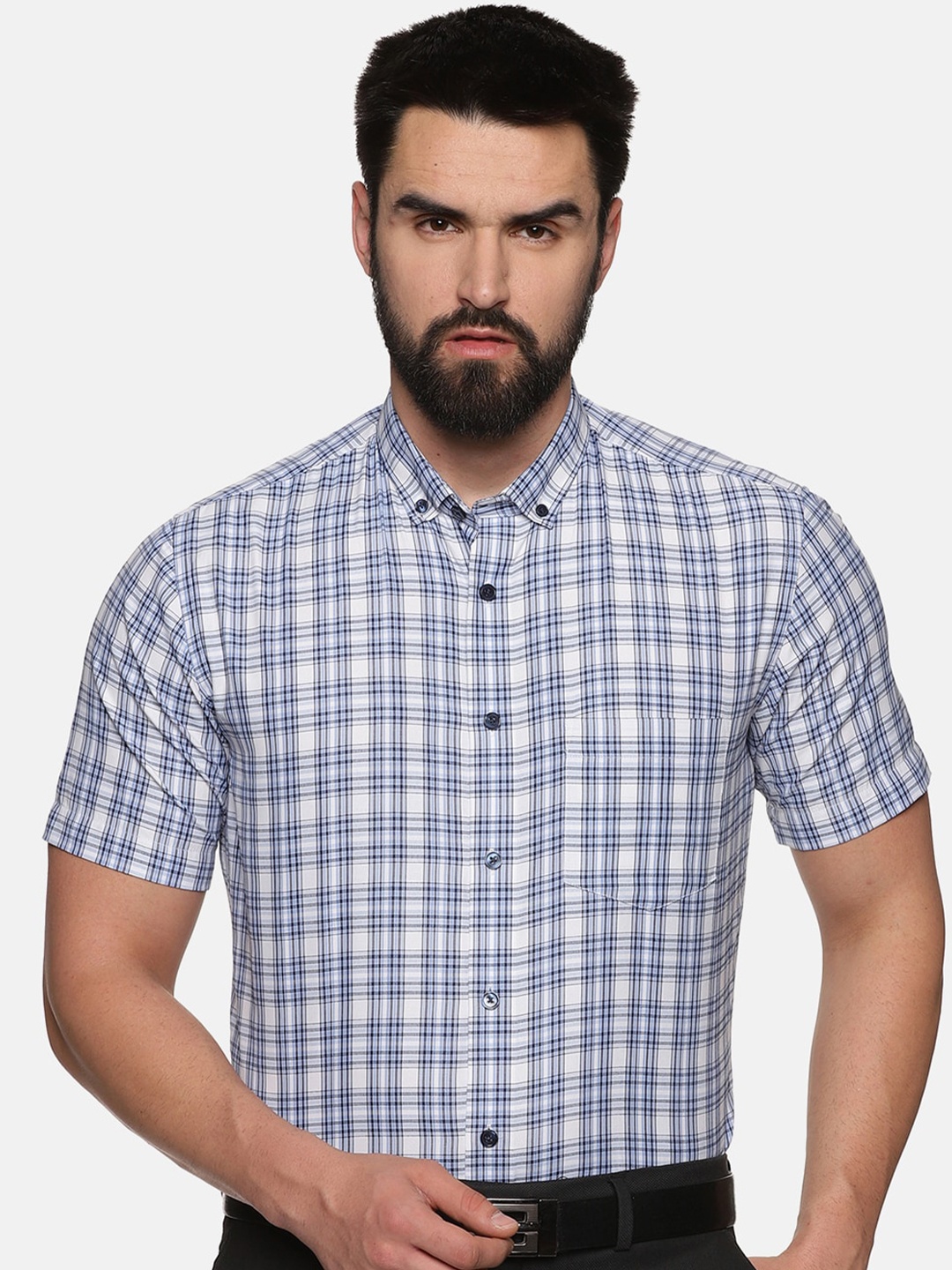 

DON VINO Men Comfort Tartan Checks Opaque Checked Casual Shirt, Blue