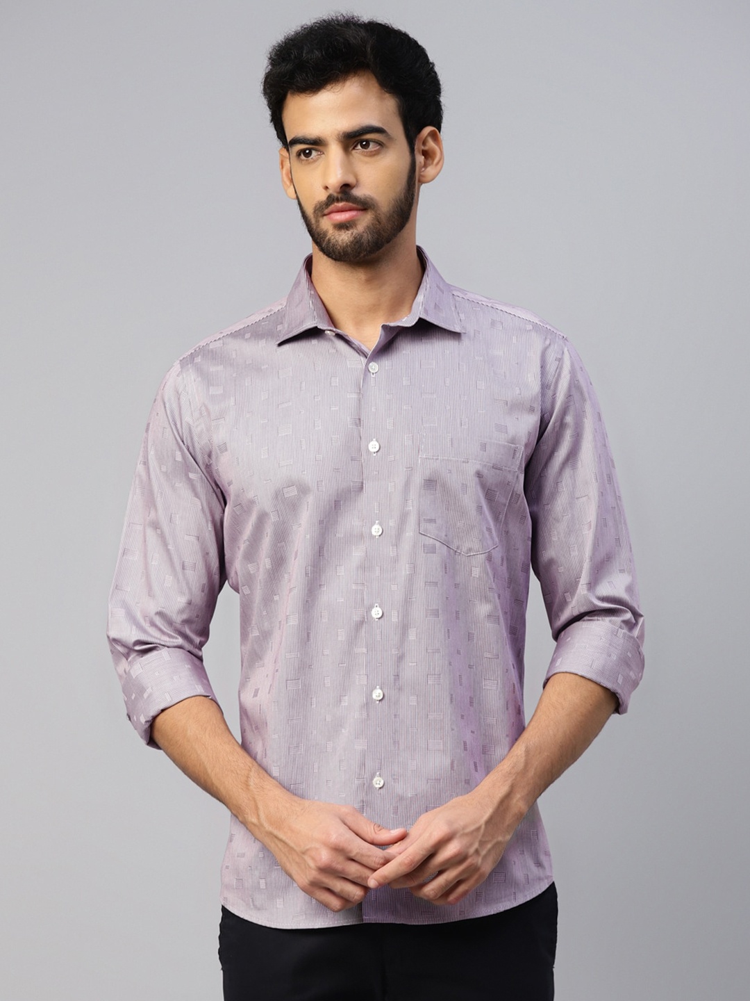 

DON VINO Men Comfort Micro Checks Opaque Casual Shirt, Lavender