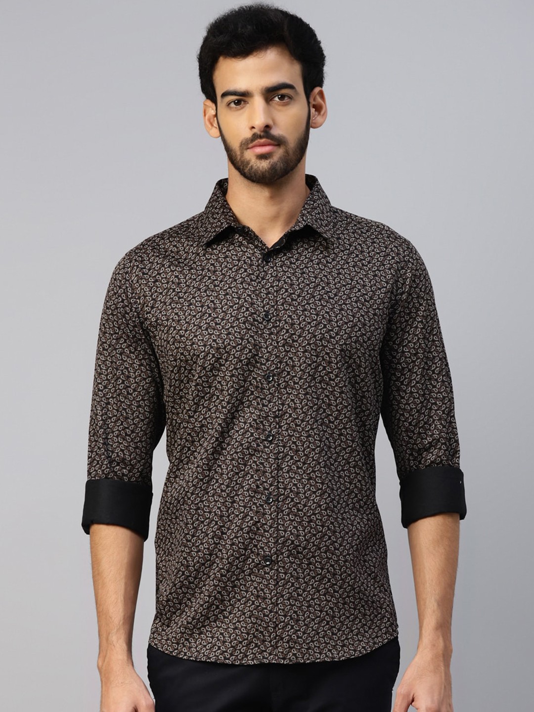 DON VINO Men Comfort Floral Opaque Printed Casual Shirt, Brown