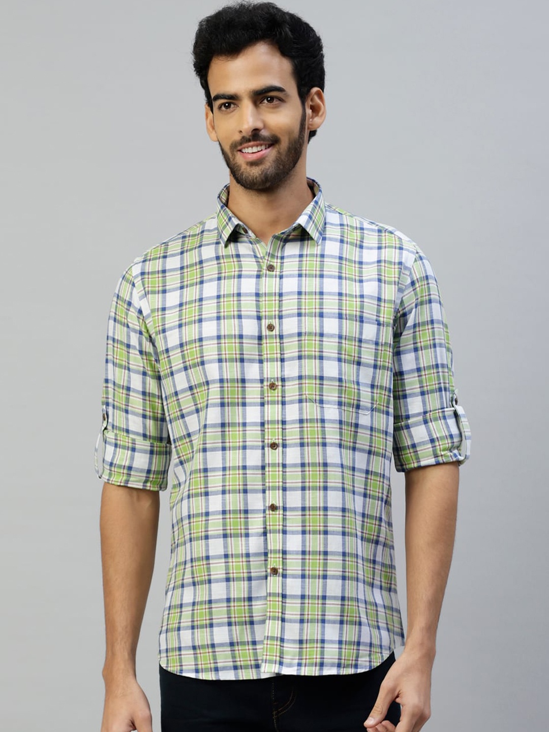 

DON VINO Men Comfort Tartan Checks Opaque Checked Casual Shirt, Green