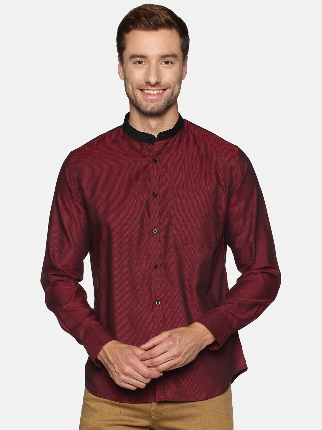 

DON VINO Men Comfort Slim Fit Opaque Formal Shirt, Maroon