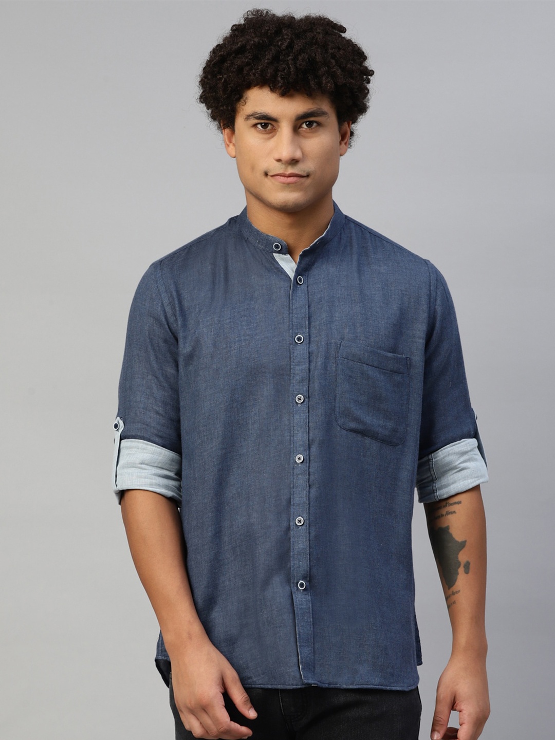

DON VINO Men Comfort Slim Fit Opaque Formal Shirt, Navy blue