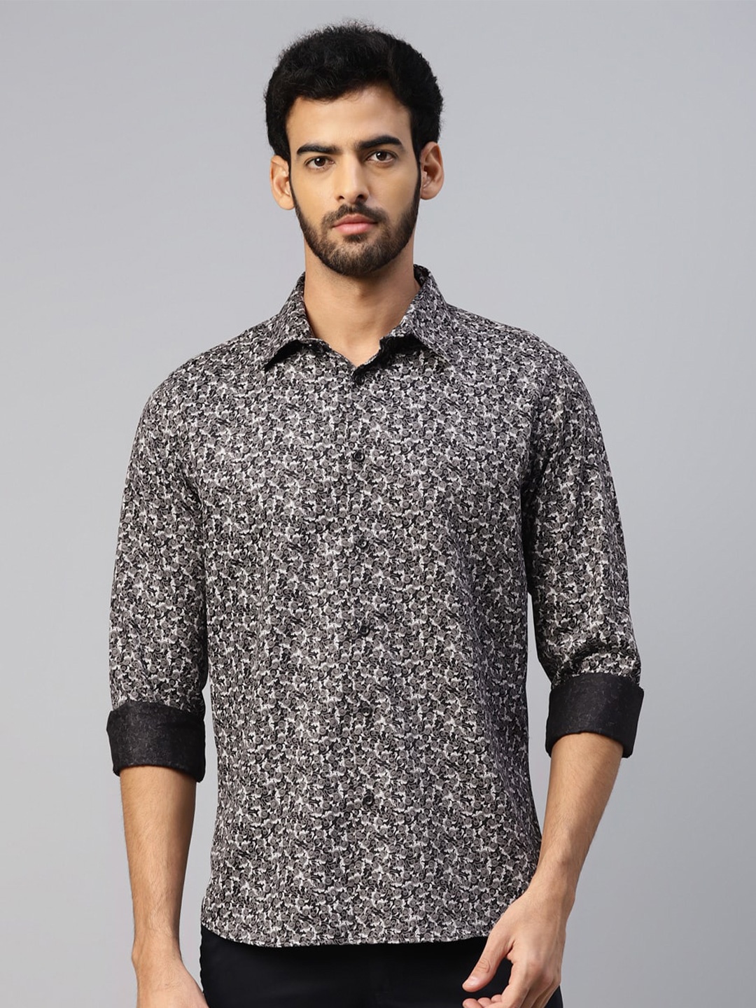 

DON VINO Men Comfort Opaque Printed Casual Shirt, Grey