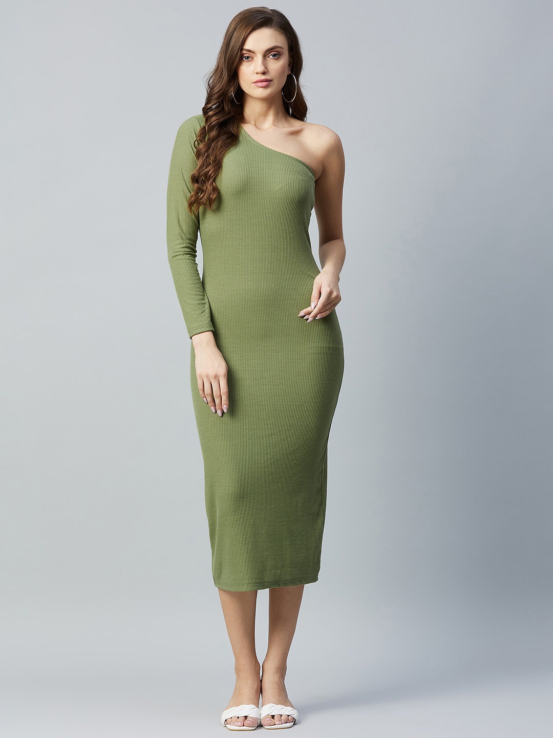 

DELAN Bodycon Midi Dress, Green