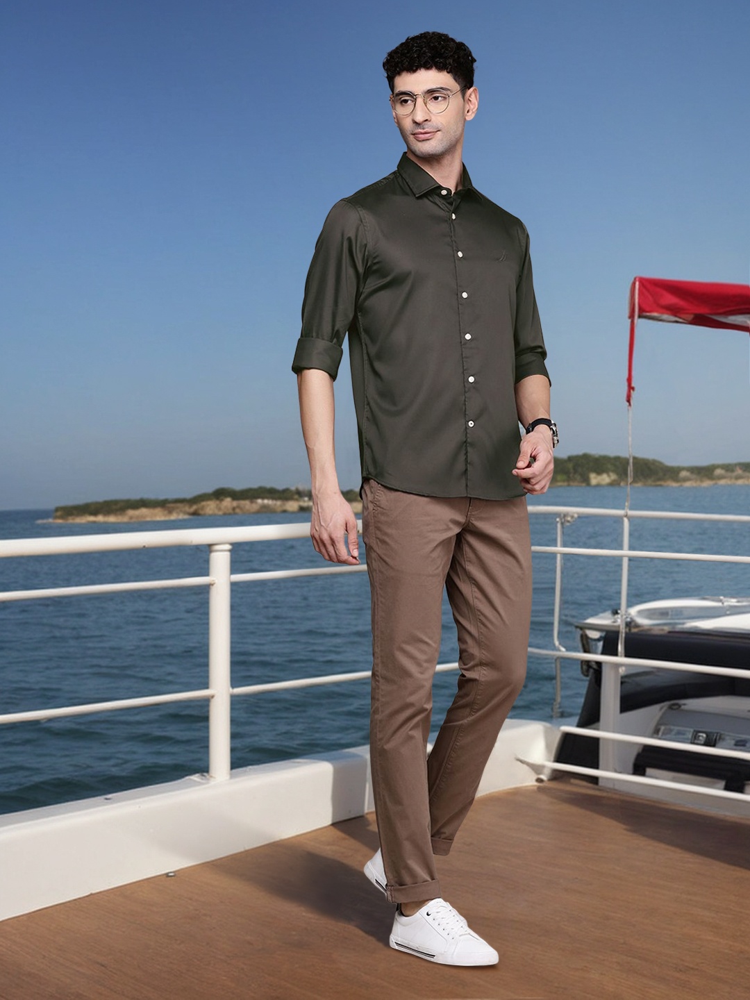 

Nautica Pure Cotton Slim Fit Casual Shirt, Grey
