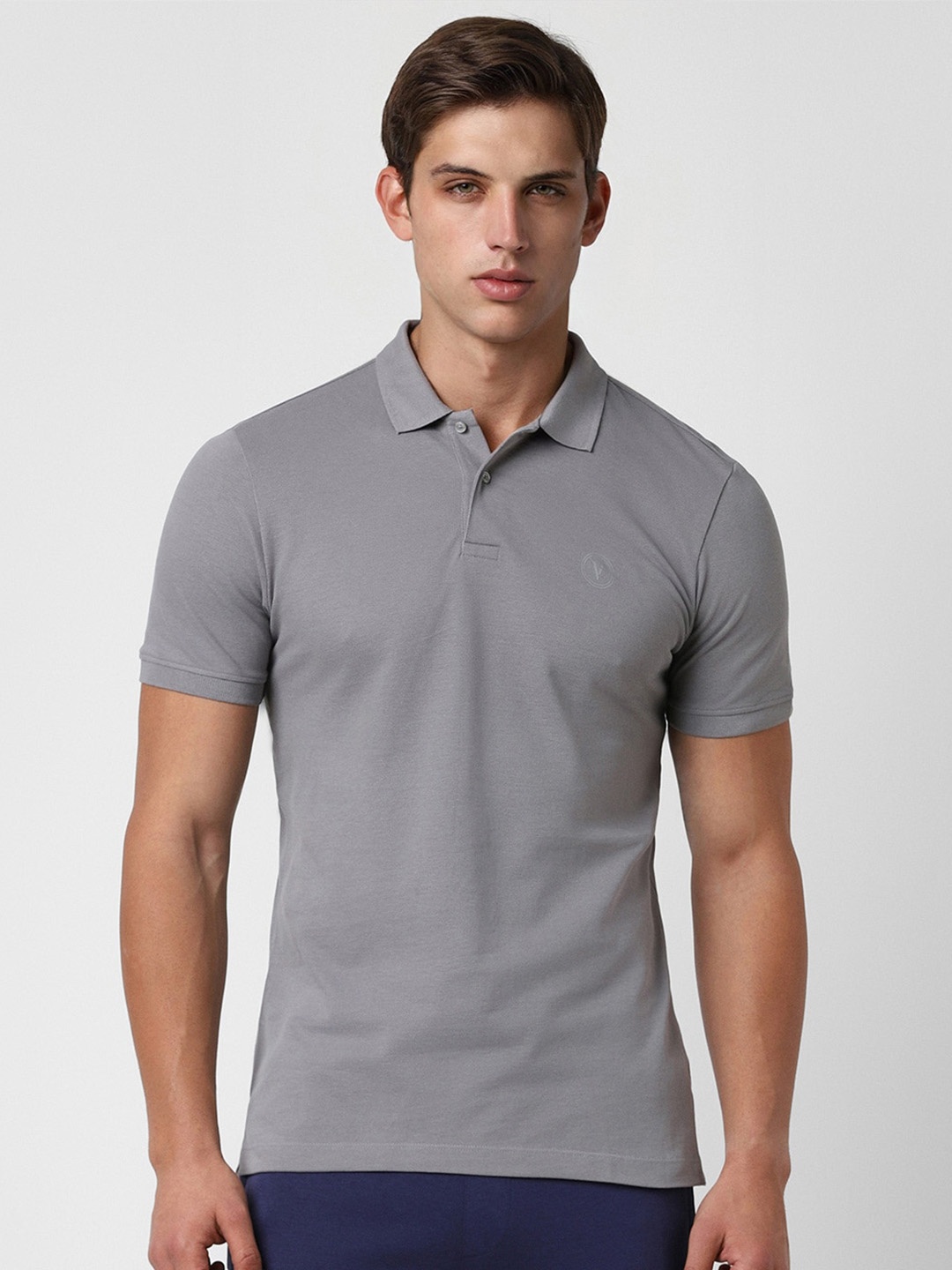 

Van Heusen Flex Men Polo Collar Applique T-shirt, Grey