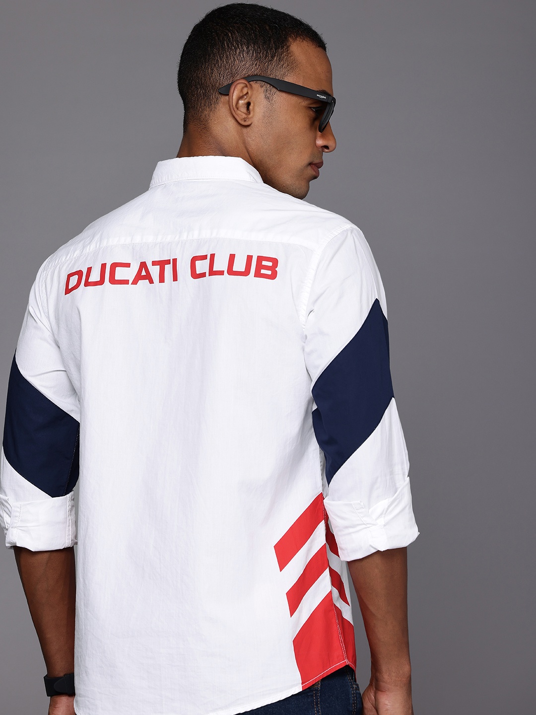 

Ducati Pure Cotton Spread Collar Printed Opaque Casual Shirt, White