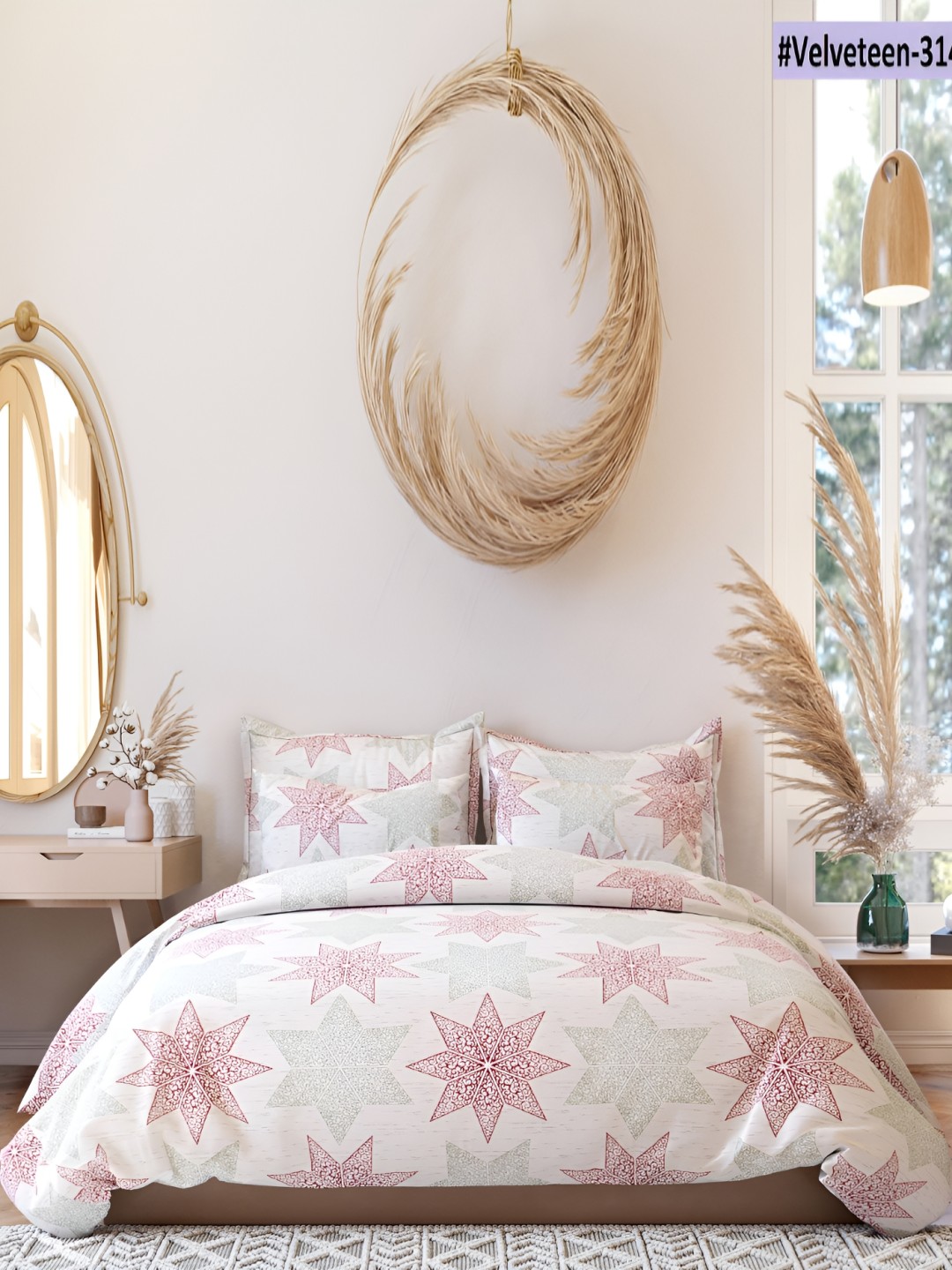 

THE HOME STYLE 300 TC Queen Bedsheet with 2 Pillow Covers, Na