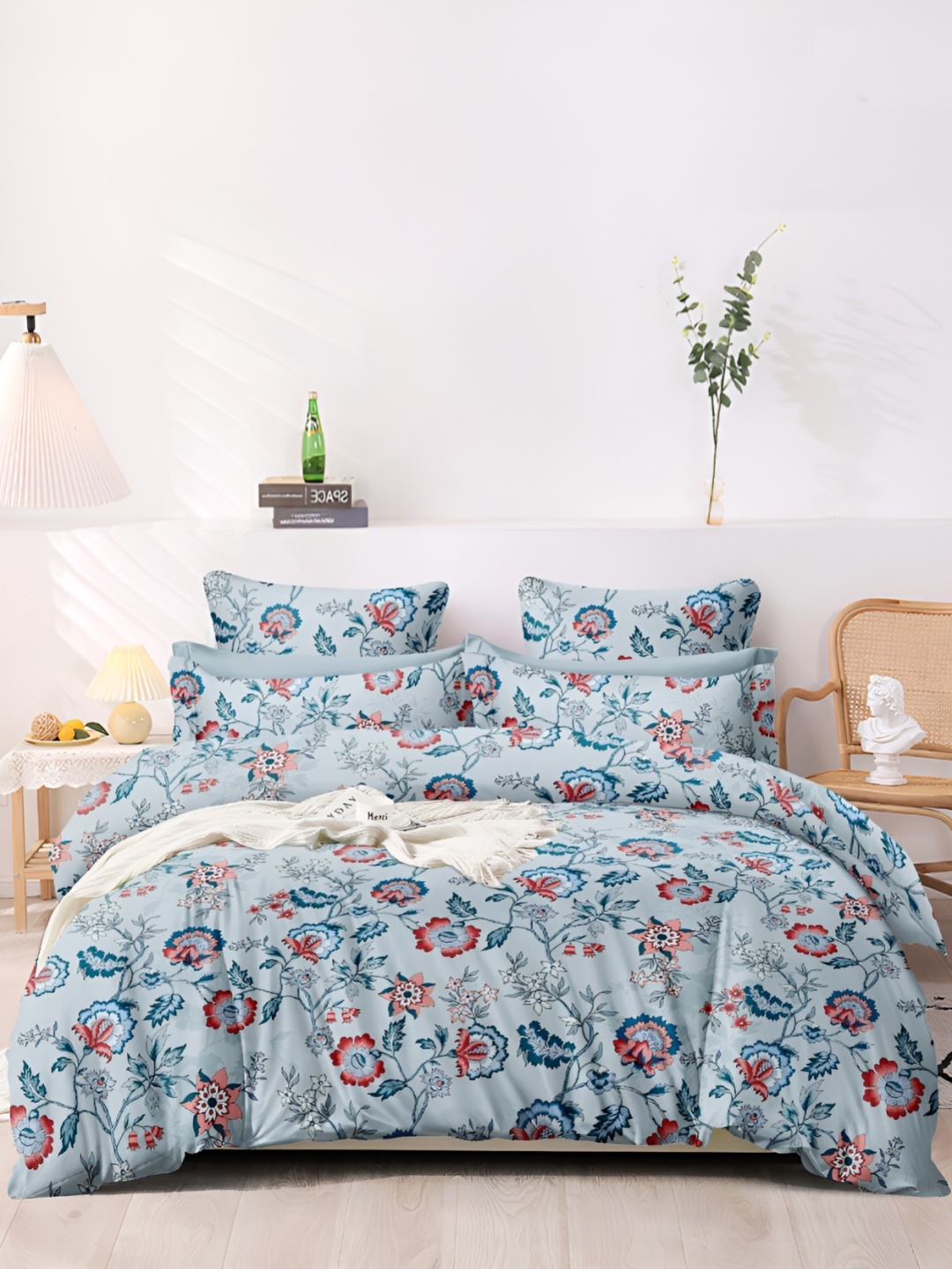 

THE HOME STYLE 300 TC Queen Bedsheet with 2 Pillow Covers, Na