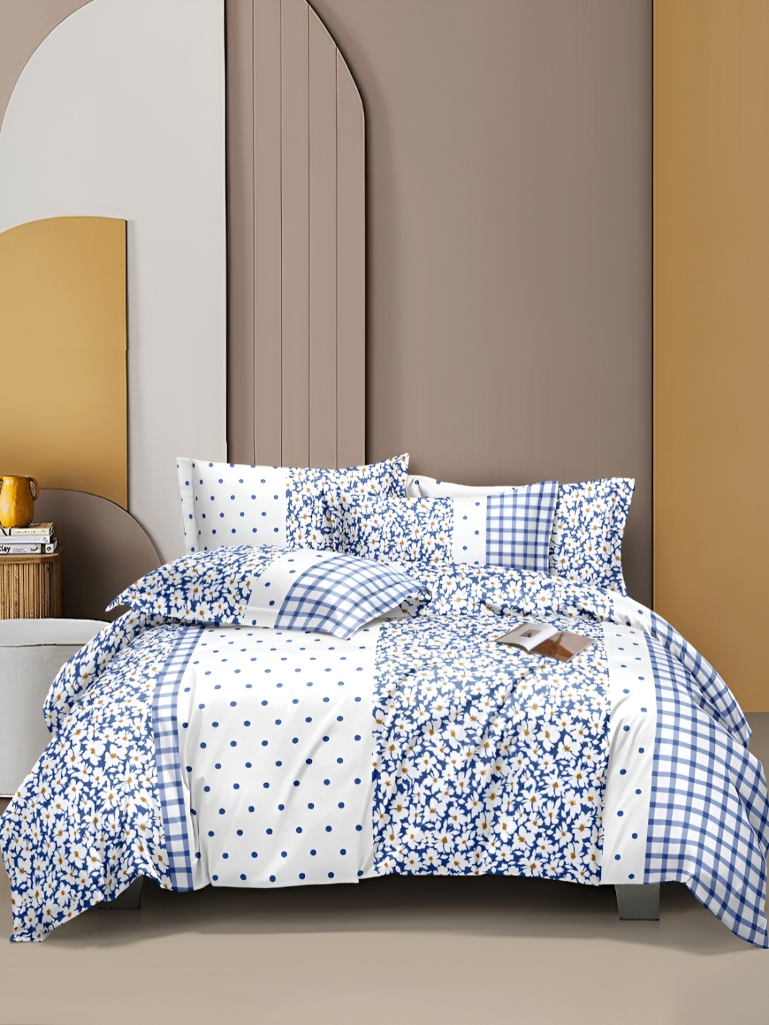 

THE HOME STYLE 300 TC Queen Bedsheet with 2 Pillow Covers, Na