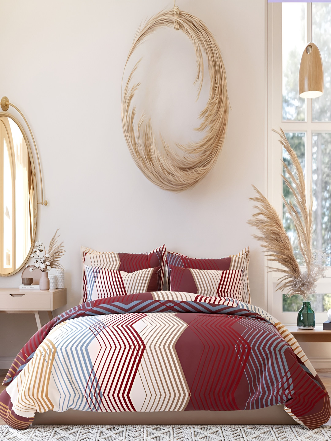 

THE HOME STYLE 300 TC Queen Bedsheet with 2 Pillow Covers, Na