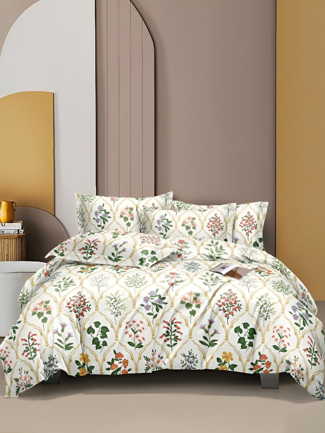

THE HOME STYLE 300 TC Queen Bedsheet with 2 Pillow Covers, Na
