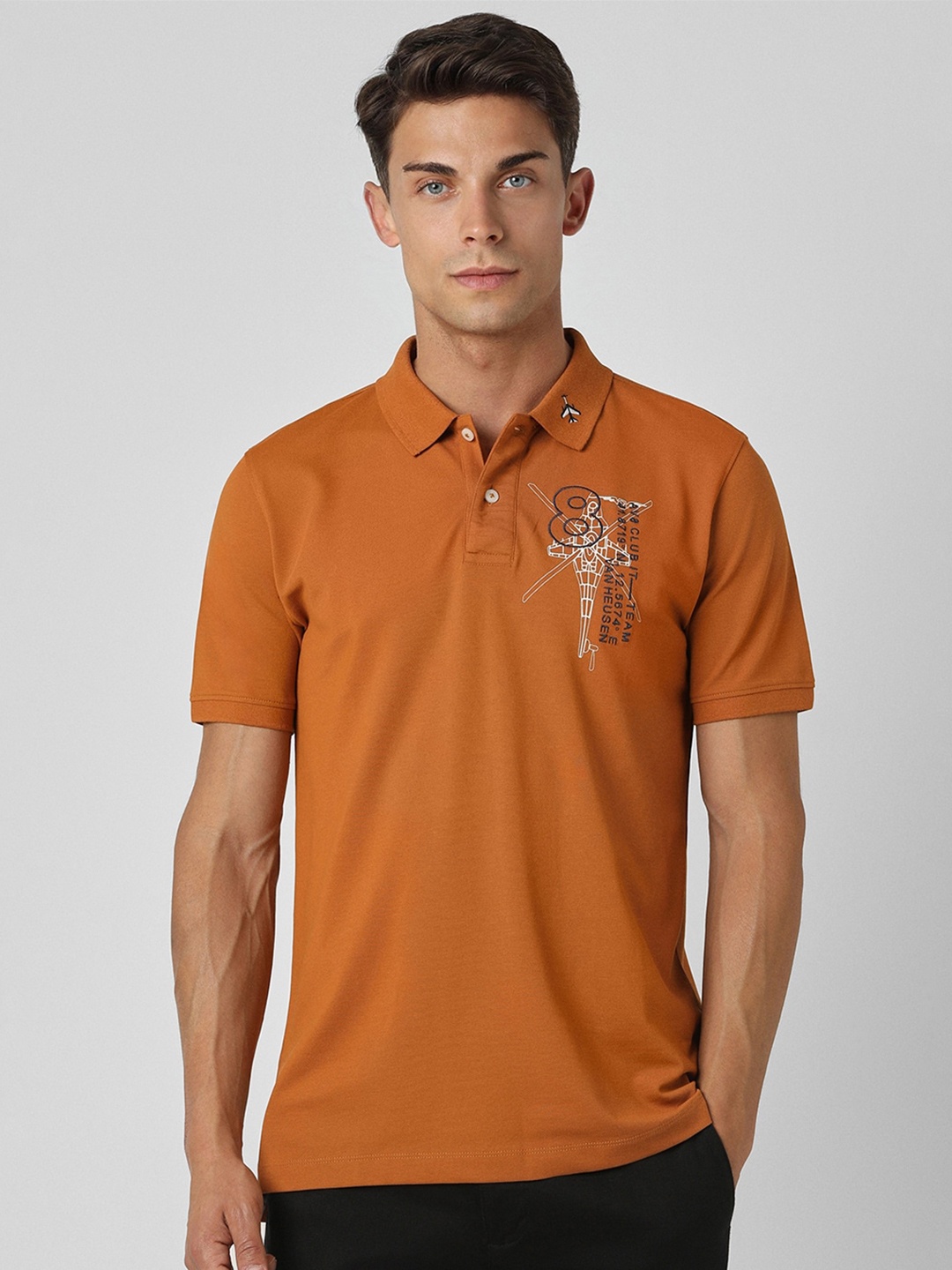 

Van Heusen Sport Men Typography Polo Collar T-shirt, Orange