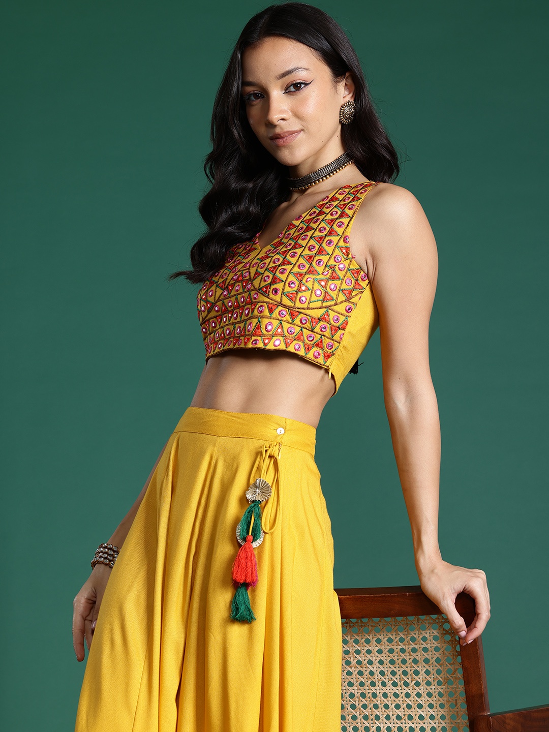 

Sangria Embroidered Ready to Wear Lehenga Choli, Mustard