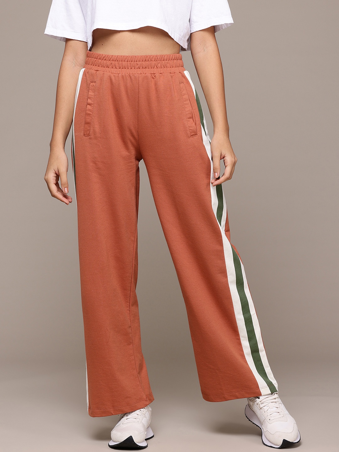 

The Roadster Lifestyle Co. Side Striped Flared Track Pants, Rust