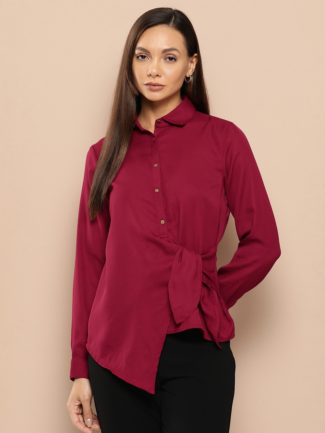 

INVICTUS Women Solid Opaque Casual Shirt, Maroon
