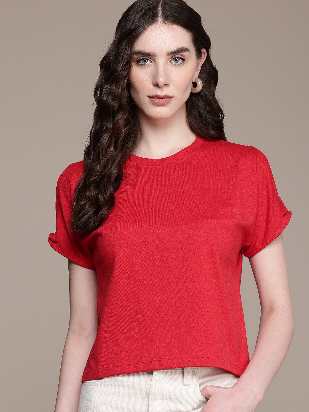 

Roadster Cold-Shoulder Top, Red