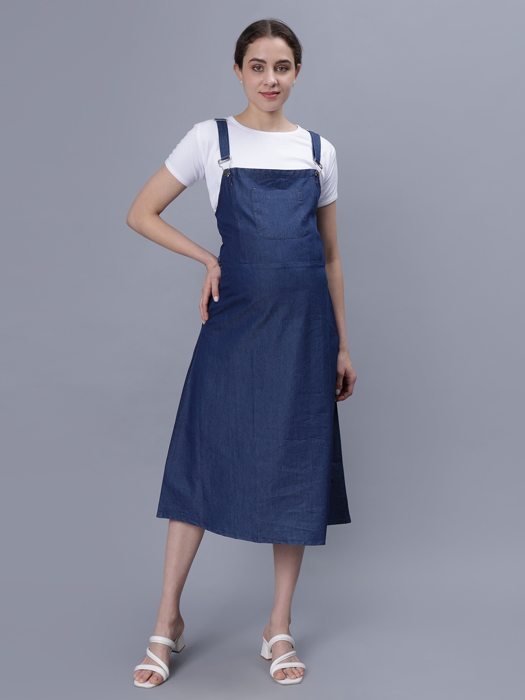 

NIGHTSPREE Maternity Pinafore Midi Dress, Blue