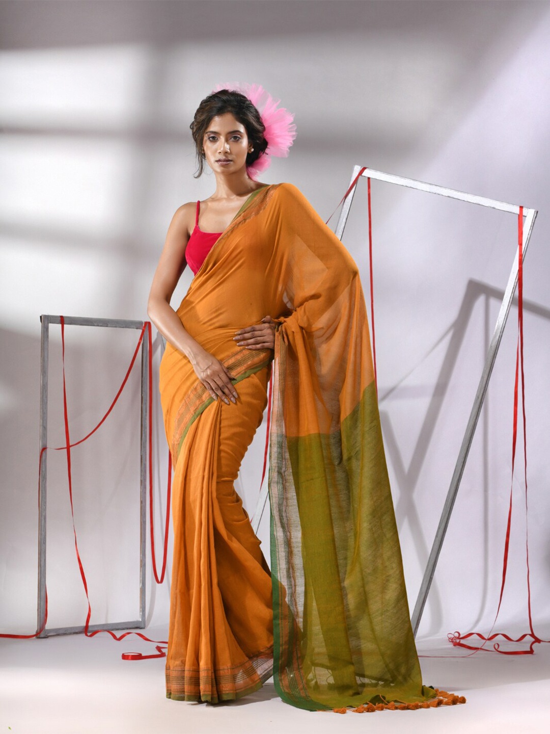 

Charukriti Zari Pure Cotton Saree, Mustard