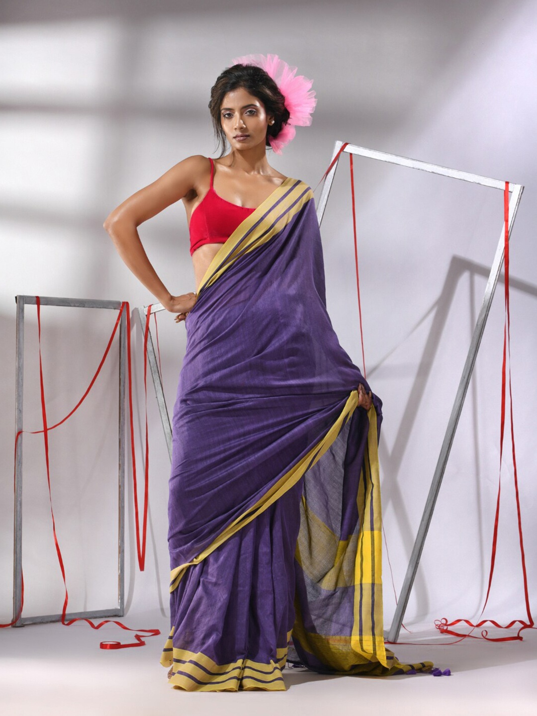 

Charukriti Pure Cotton Saree, Violet