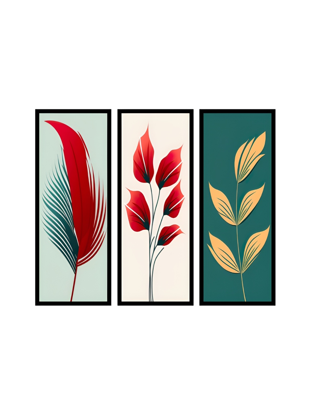 

WENS Teal & Red 3 Pieces Synthetic Wooden Abstract Paintings Wall Art