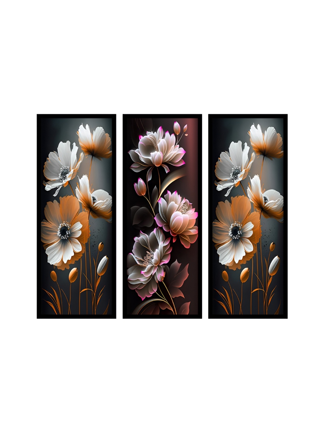 

WENS White & Grey 3 Pieces Synthetic Wooden Floral and Botanical Paintings Wall Art
