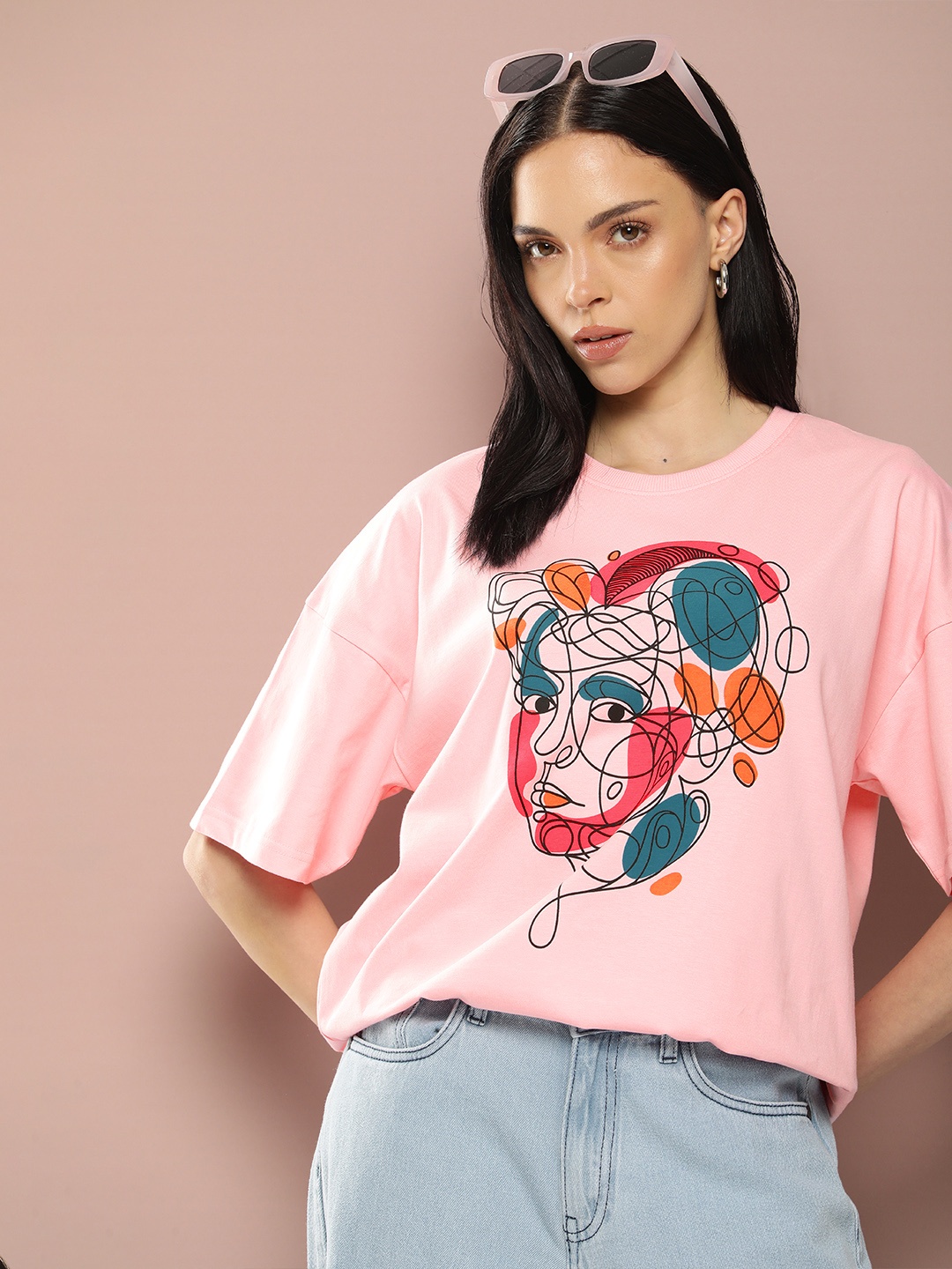 

Stormborn Women Graphic Printed Drop-Shoulder Sleeves T-shirt, Pink