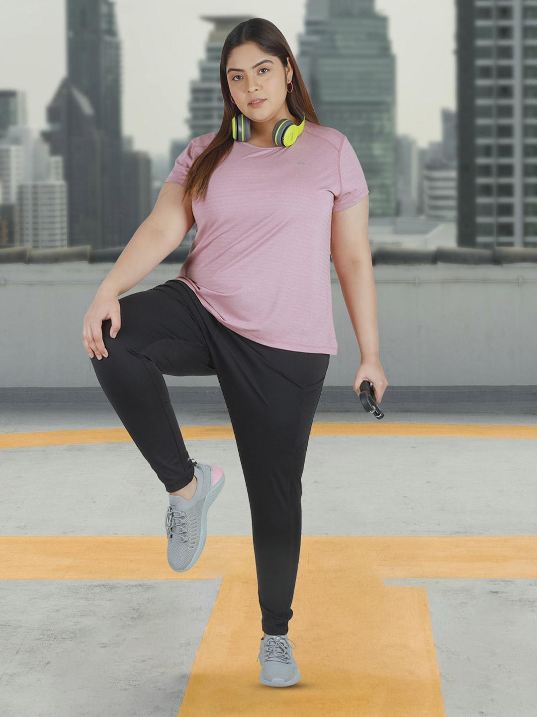 

Sztori Striped Plus Size T-shirt, Pink