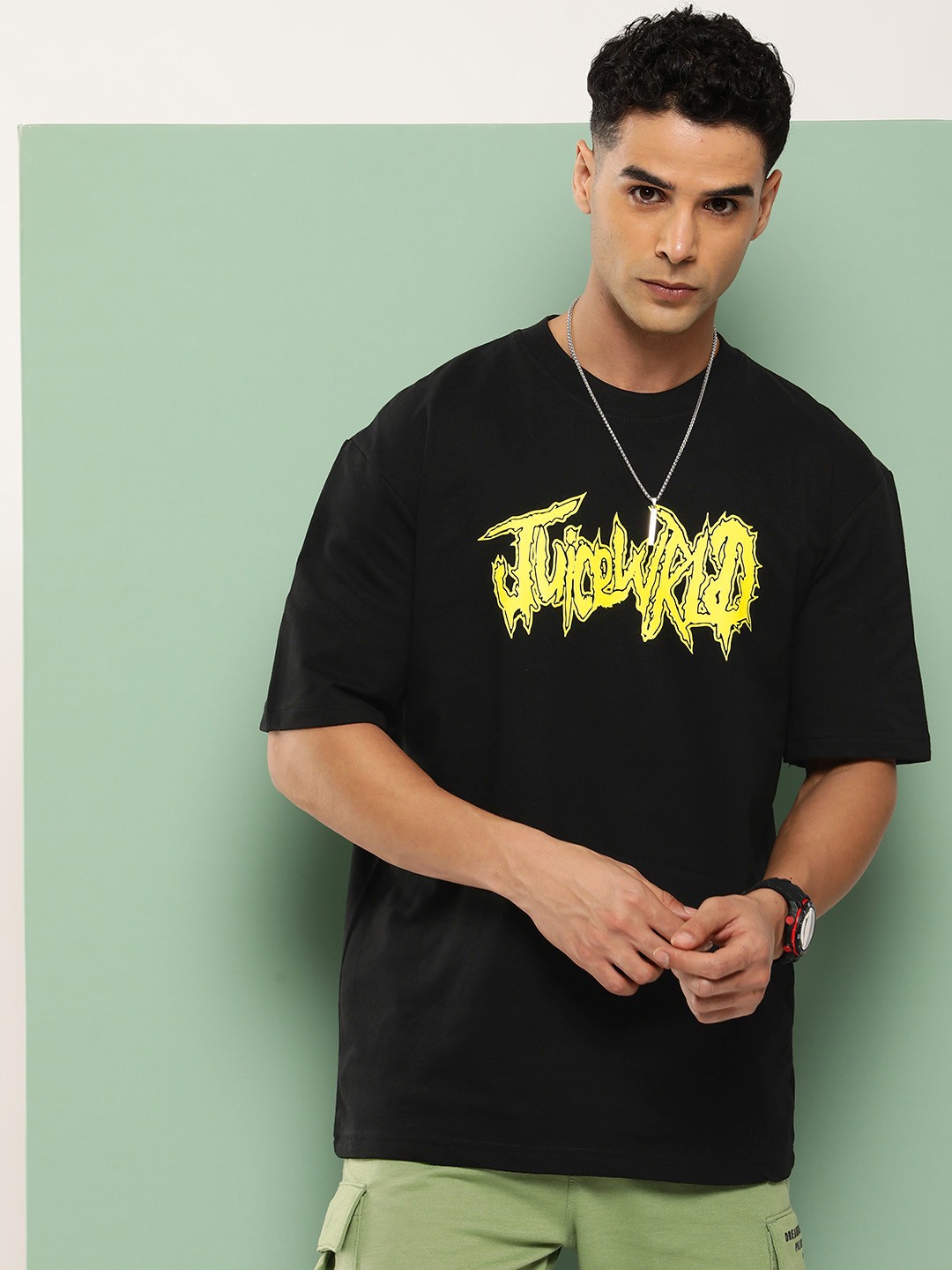 

HOPEPUNK Men Graphic Printed Oversized T-shirt, Black