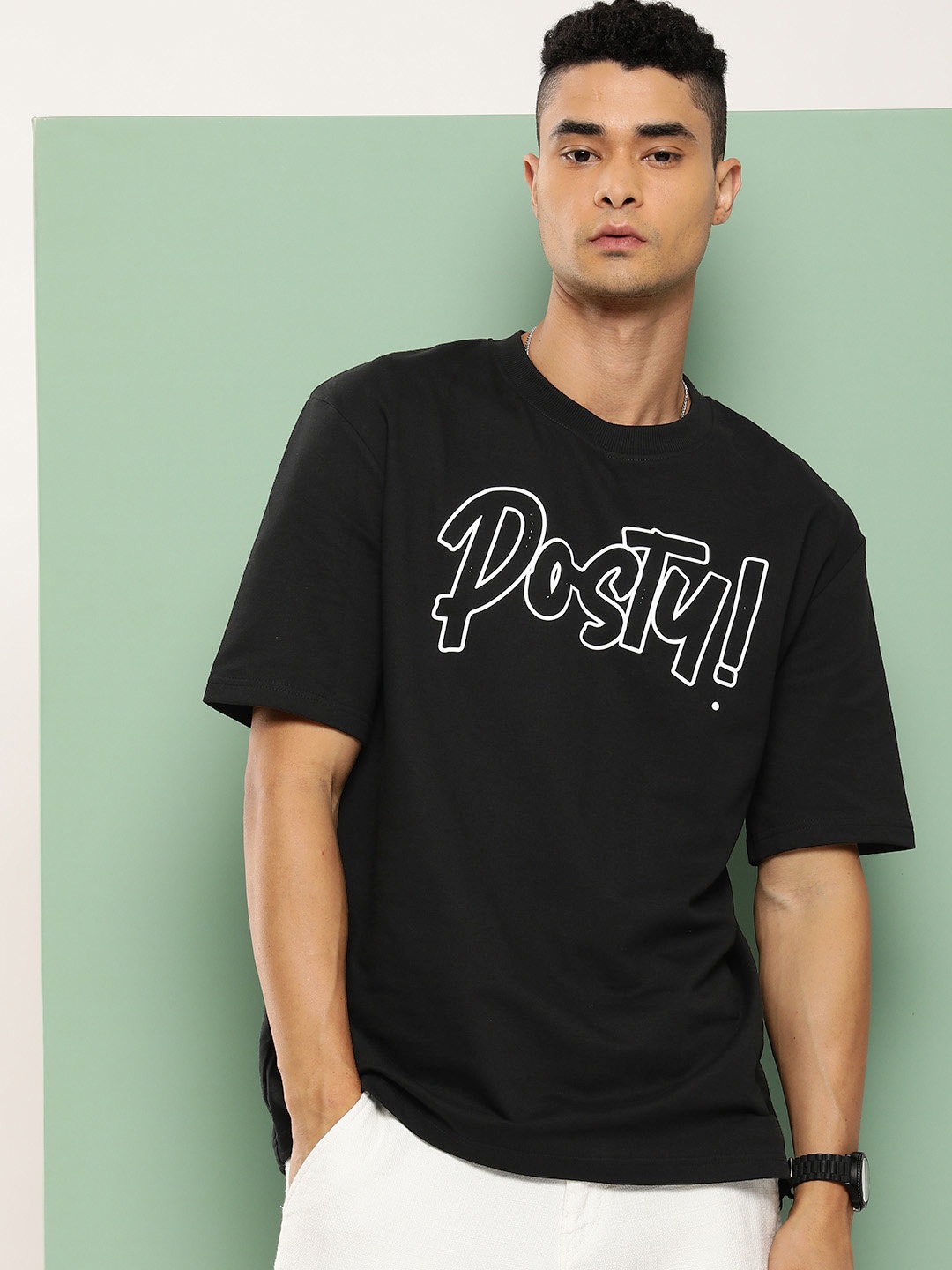 

HOPEPUNK Men Graphic Printed Oversized T-shirt, Black