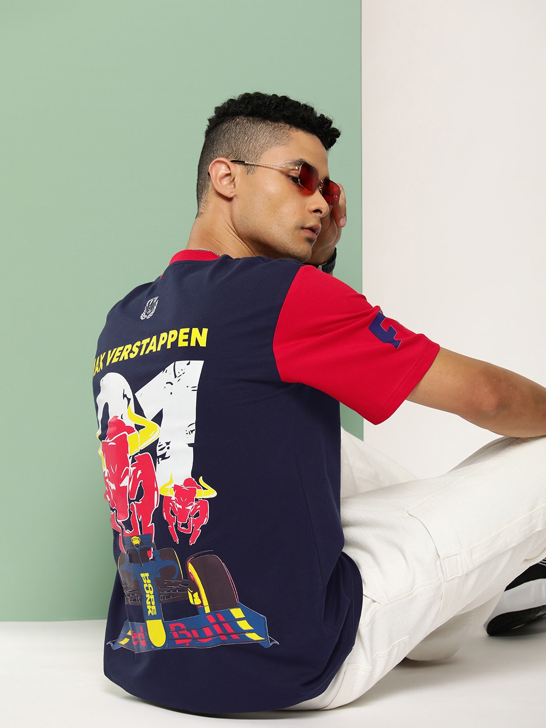 

HOPEPUNK Men Graphic Printed Oversized T-shirt, Navy blue