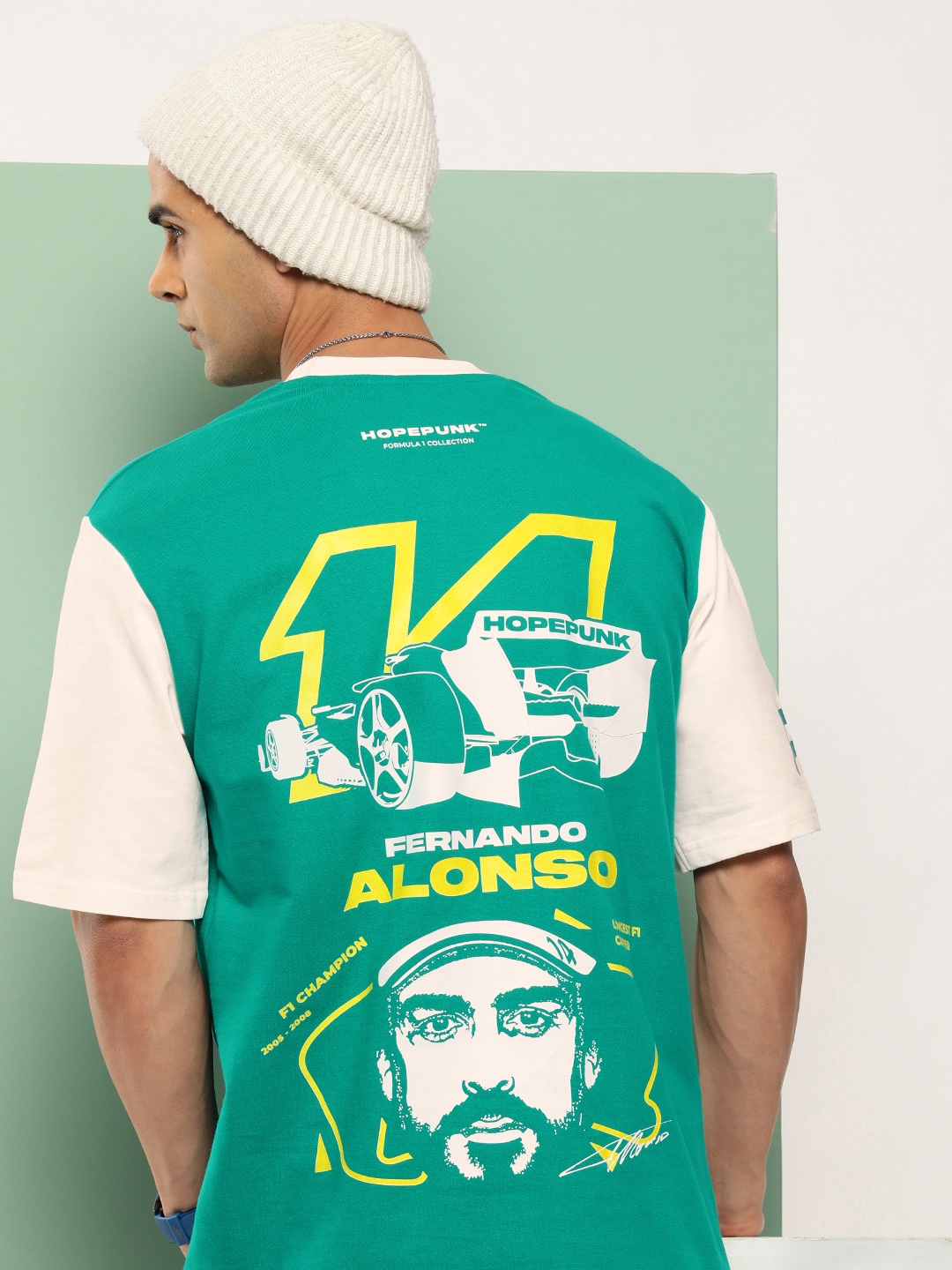 

HOPEPUNK Men Graphic Printed Oversized T-shirt, Green
