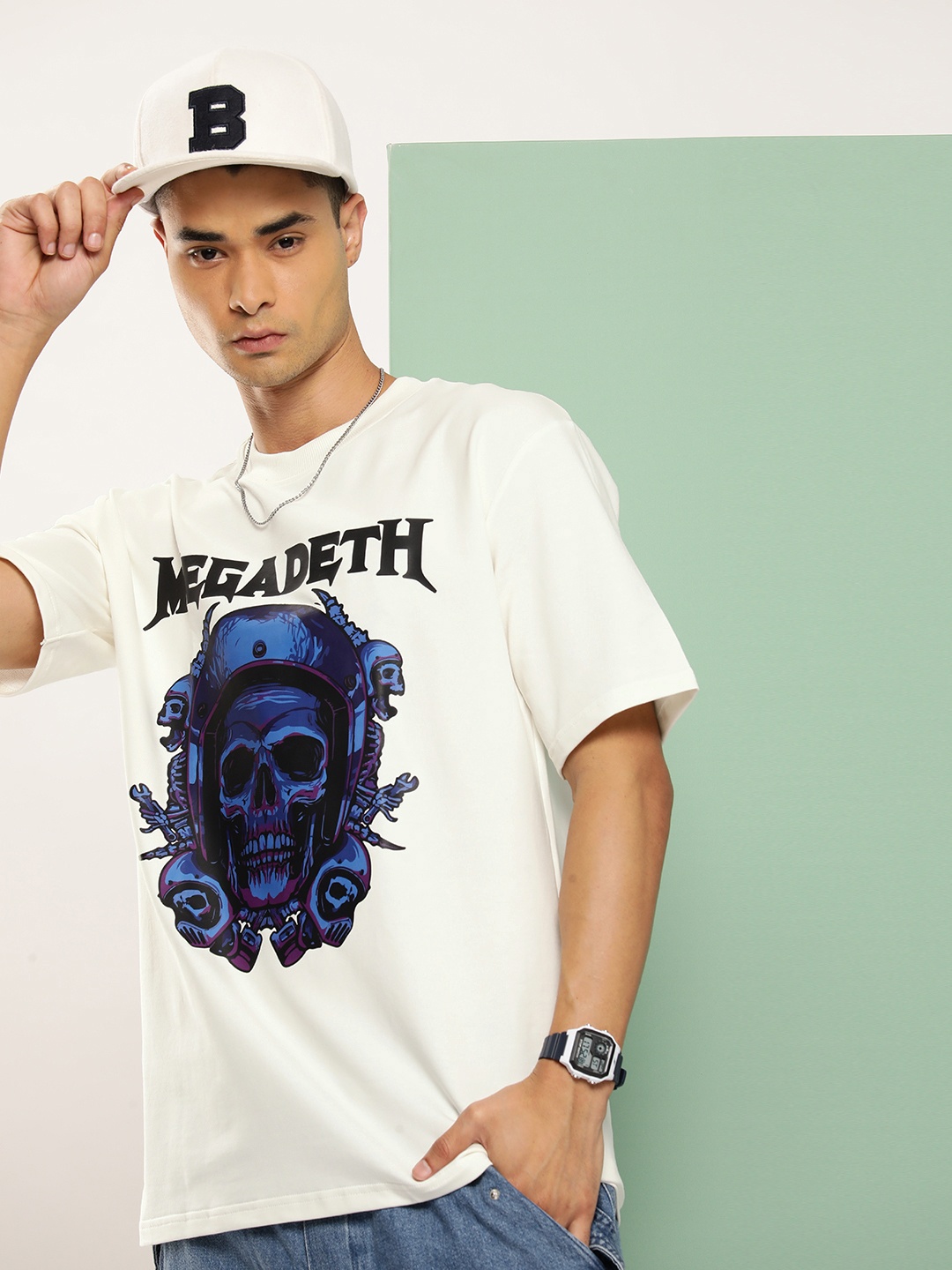 

HOPEPUNK Men Graphic Printed Oversized T-shirt, Off white