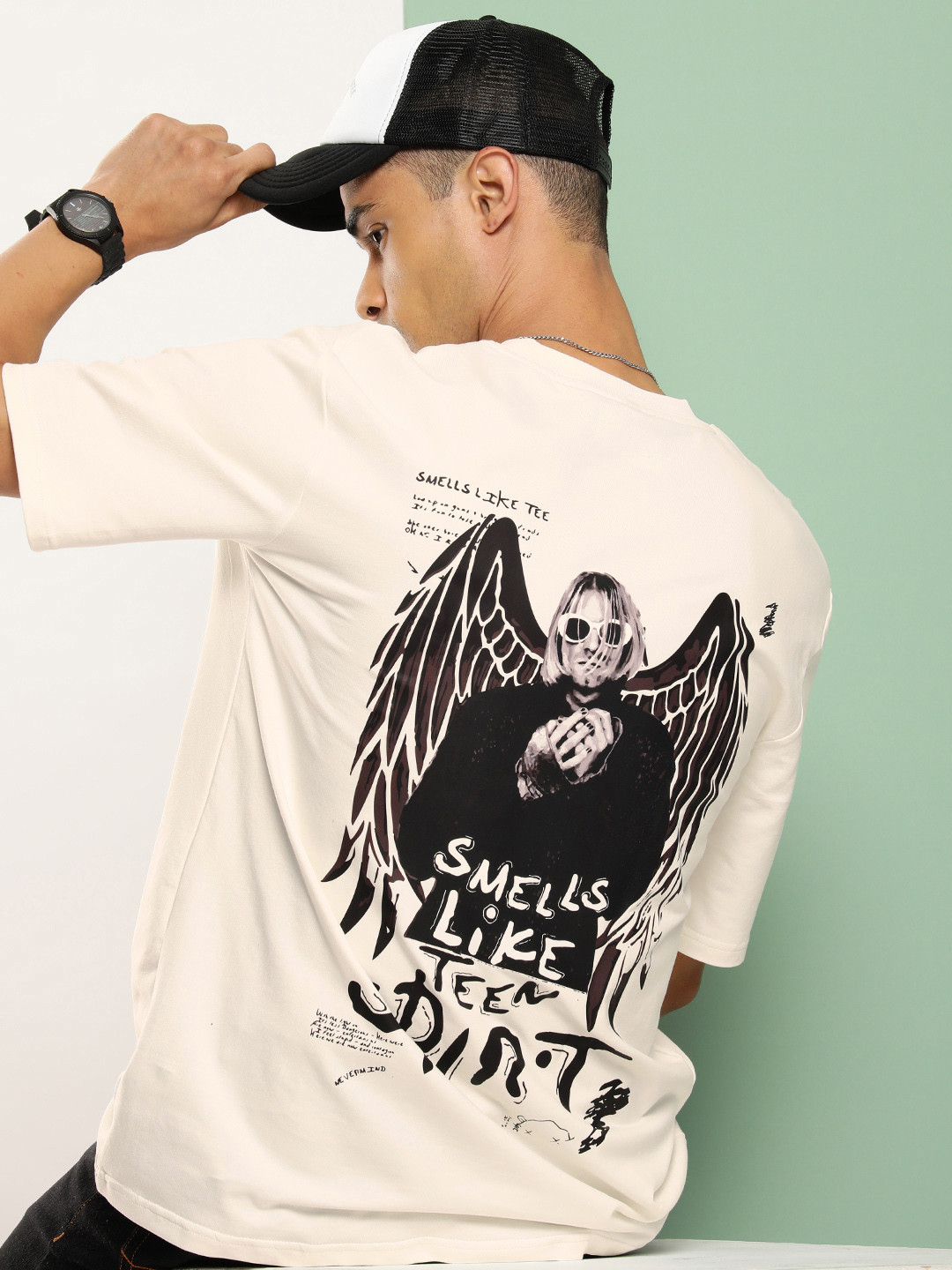 

HOPEPUNK Men Graphic Printed Oversized T-shirt, Off white