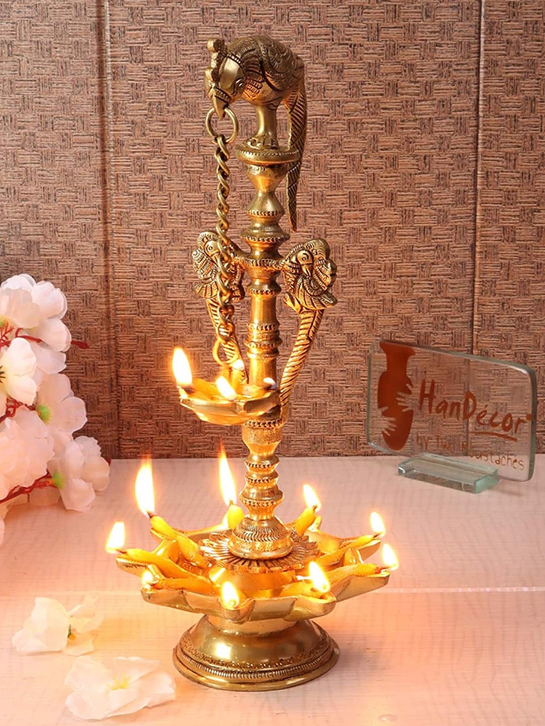 

Two Moustaches Gold-Toned Parrot Design 9 Oil Wick Diya