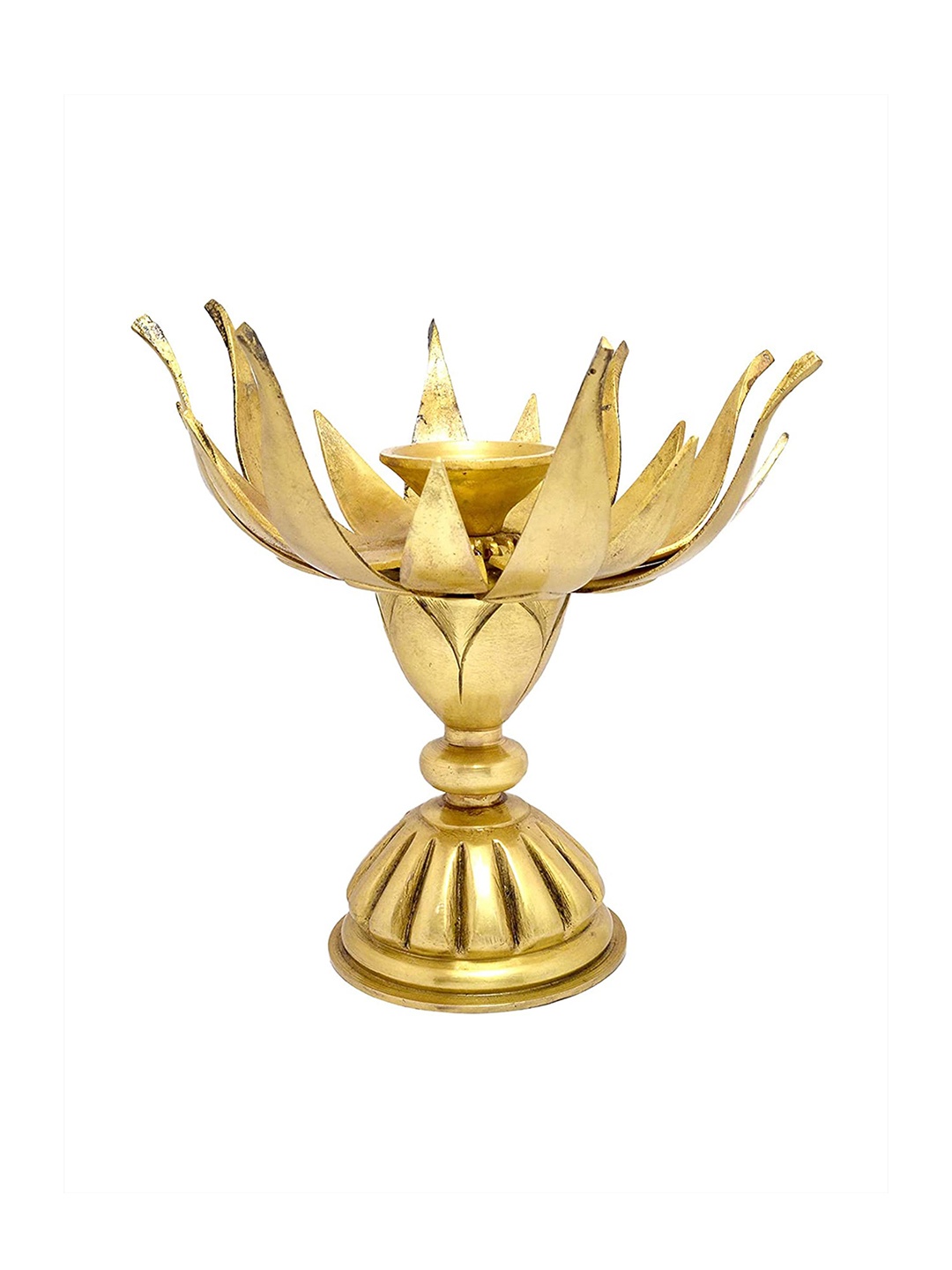 

Two Moustaches Gold-Toned Lotus Flower Design Brass Oil Diya
