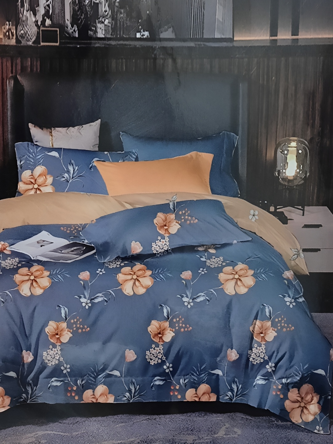 

Signature Blue & Beige Floral 144 TC Queen Bedsheet with 2 Pillow Covers