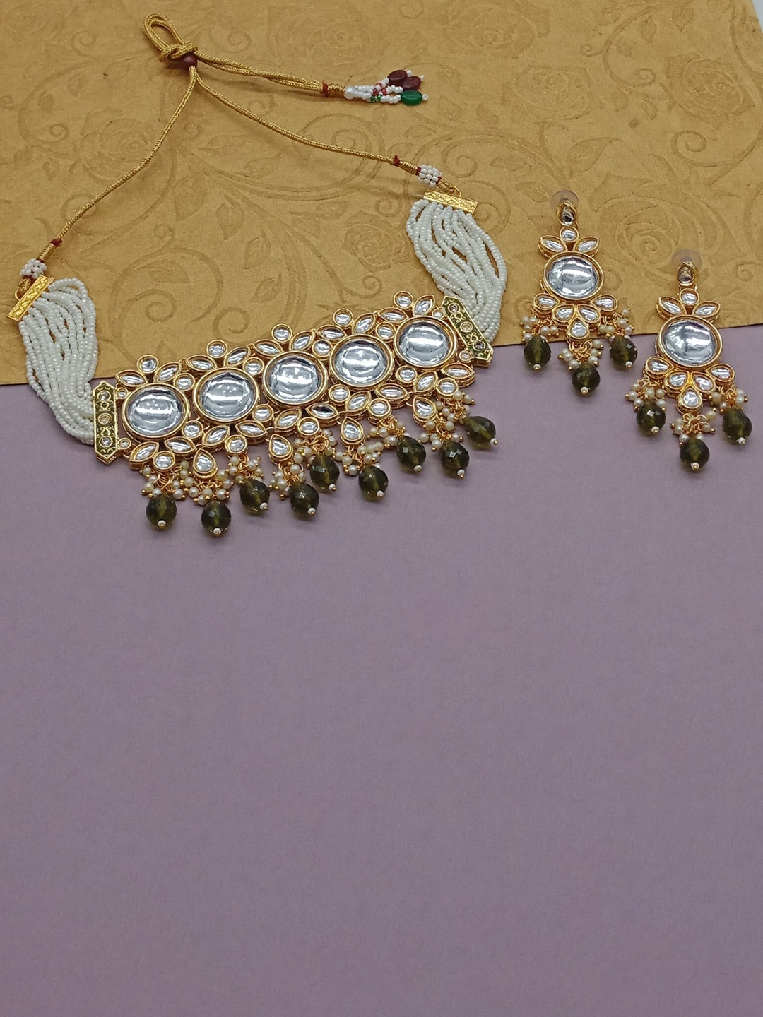 

AASHISH IMITATION Gold-Plated Kundan Studded & Beaded Jewellery Set