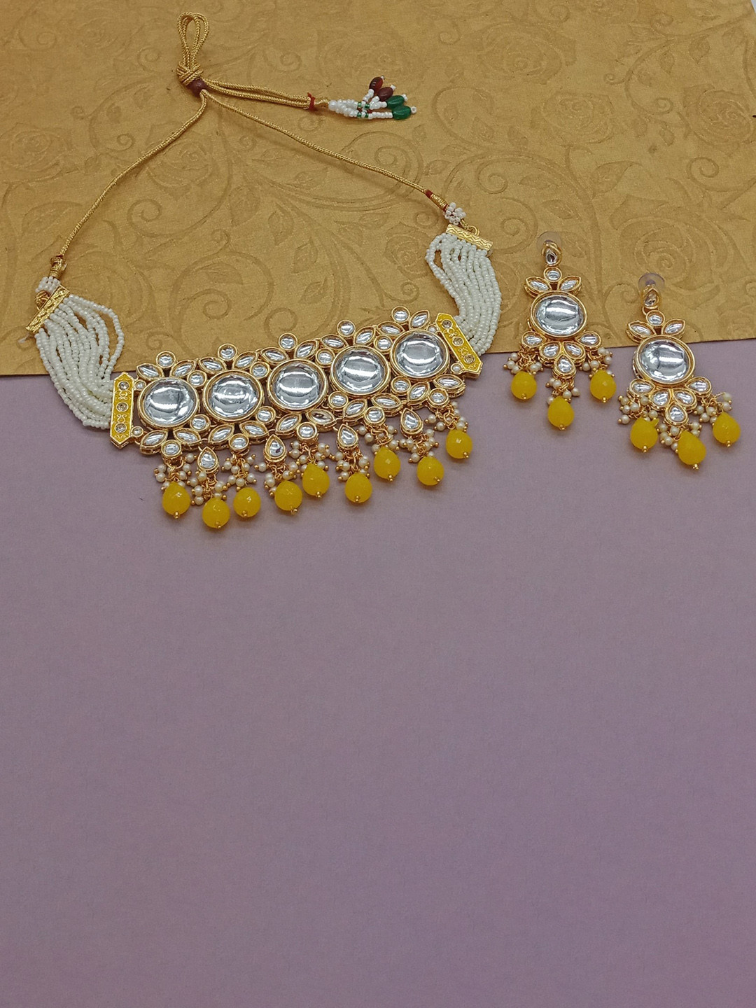 

AASHISH IMITATION Gold-Plated Kundan-Studded & Beaded Jewellery Set