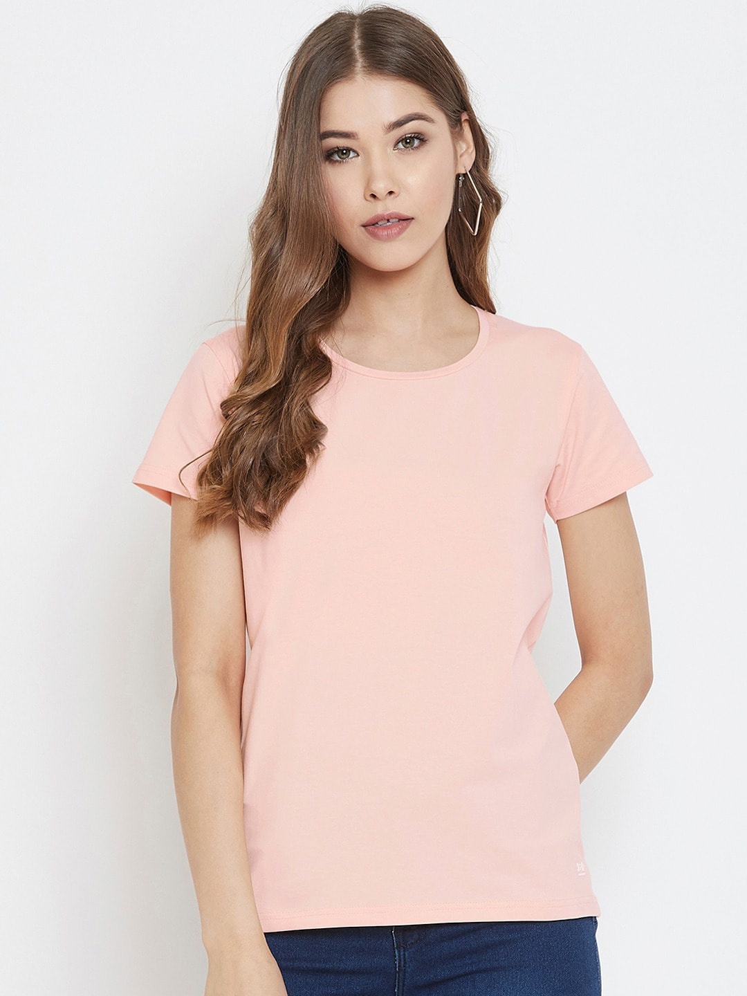 

Okane Round Neck Regular Fit T-shirt, Peach