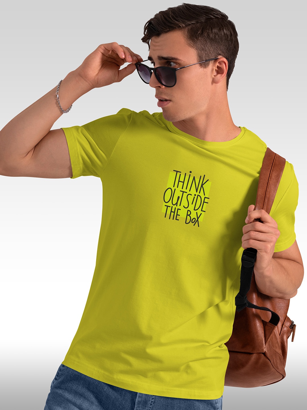 

BAESD Typography Printed Round Neck Short Sleeves Cotton T-shirt, Yellow
