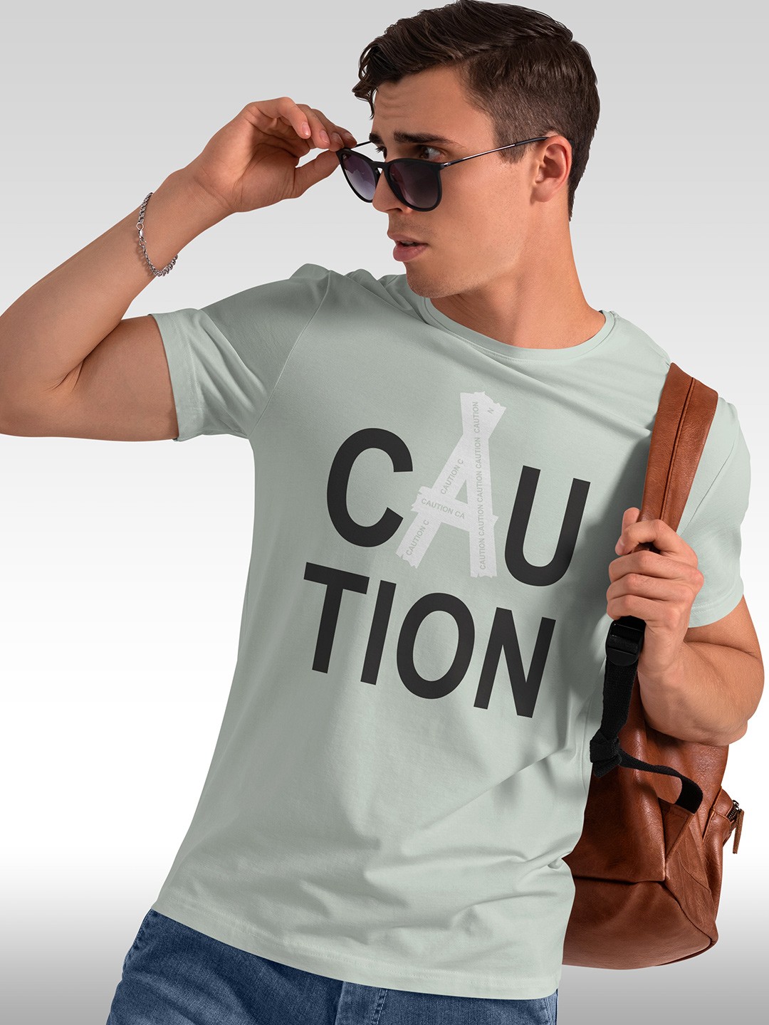 

BAESD Typography Printed Round Neck Short Sleeves Cotton T-shirt, Grey