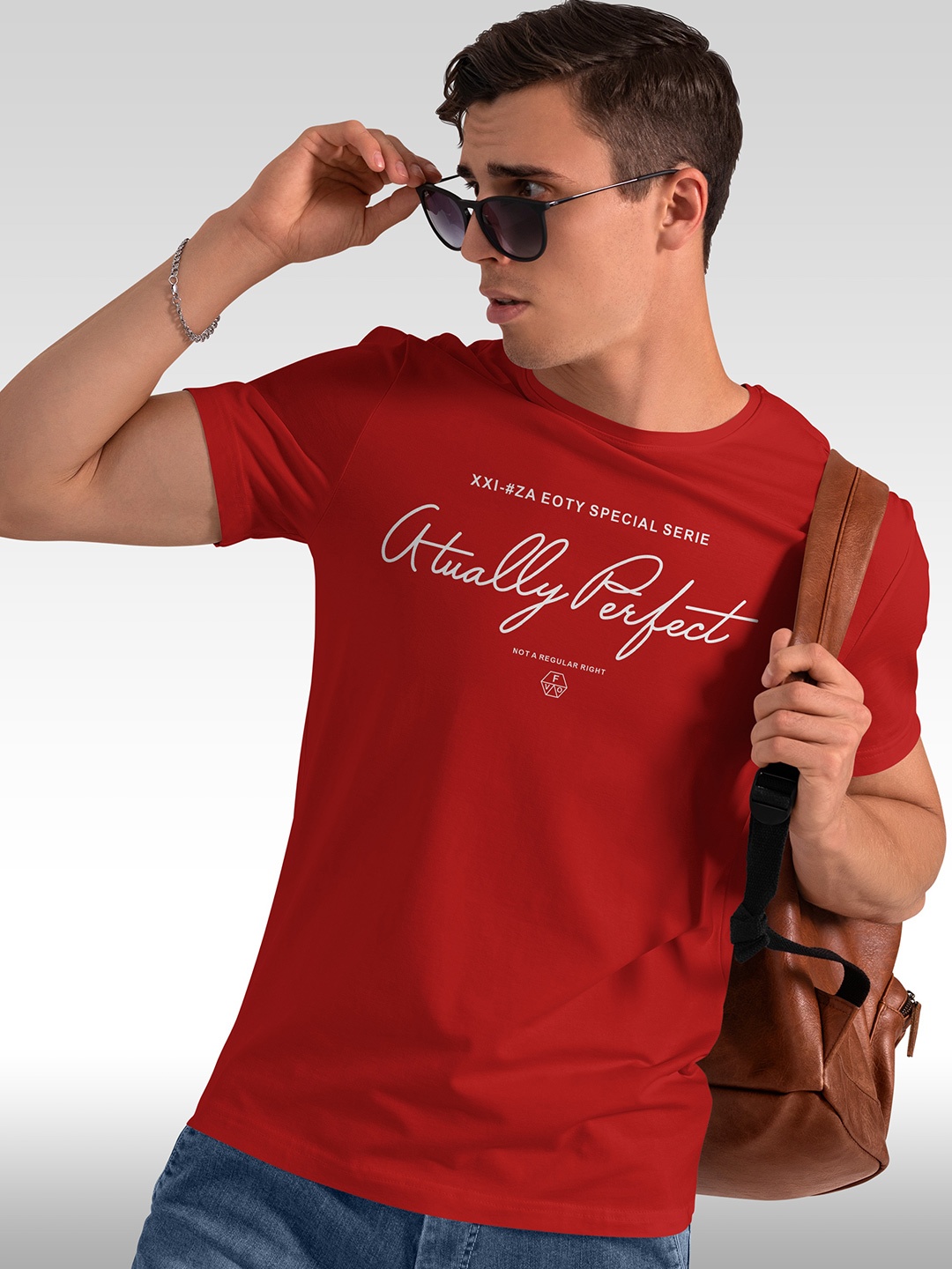 

BAESD Typography Printed Round Neck Short Sleeves Cotton T-shirt, Red