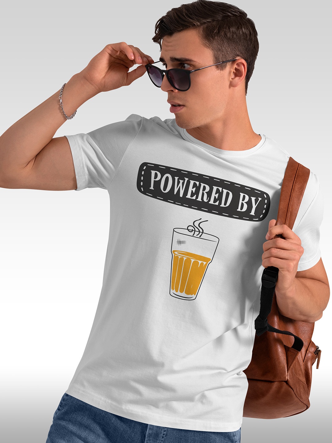 

BAESD Typography Printed Round Neck Short Sleeves Cotton T-shirt, White