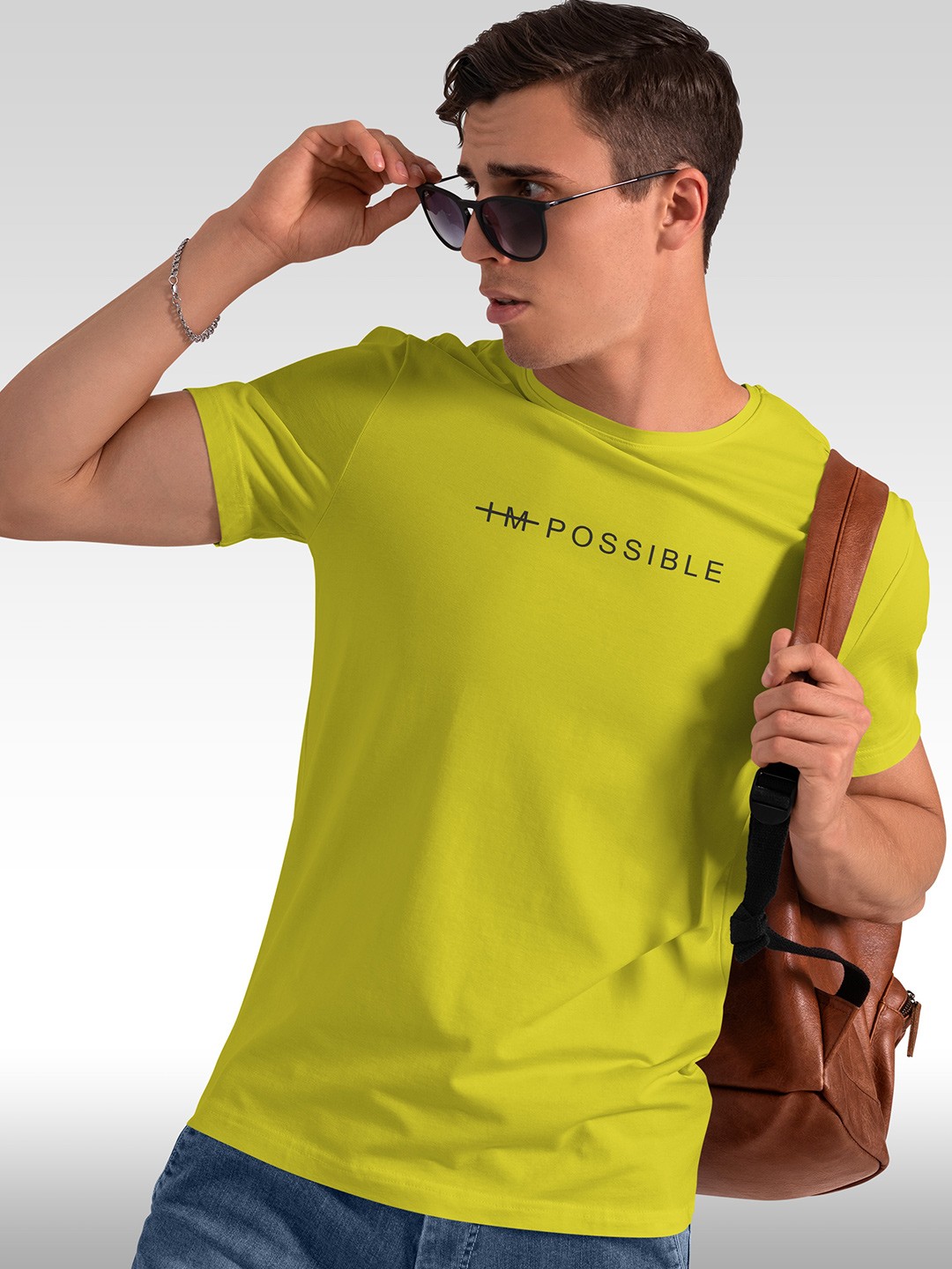 

BAESD Typography Printed Round Neck Short Sleeves Cotton T-shirt, Yellow