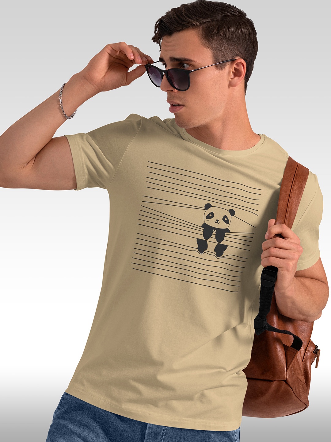 

BAESD Graphic Printed Round Neck Short Sleeves Cotton T-shirt, Beige