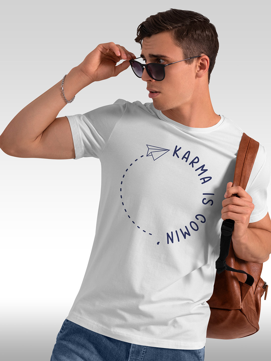 

BAESD Typography Printed Round Neck Short Sleeves Cotton T-shirt, White