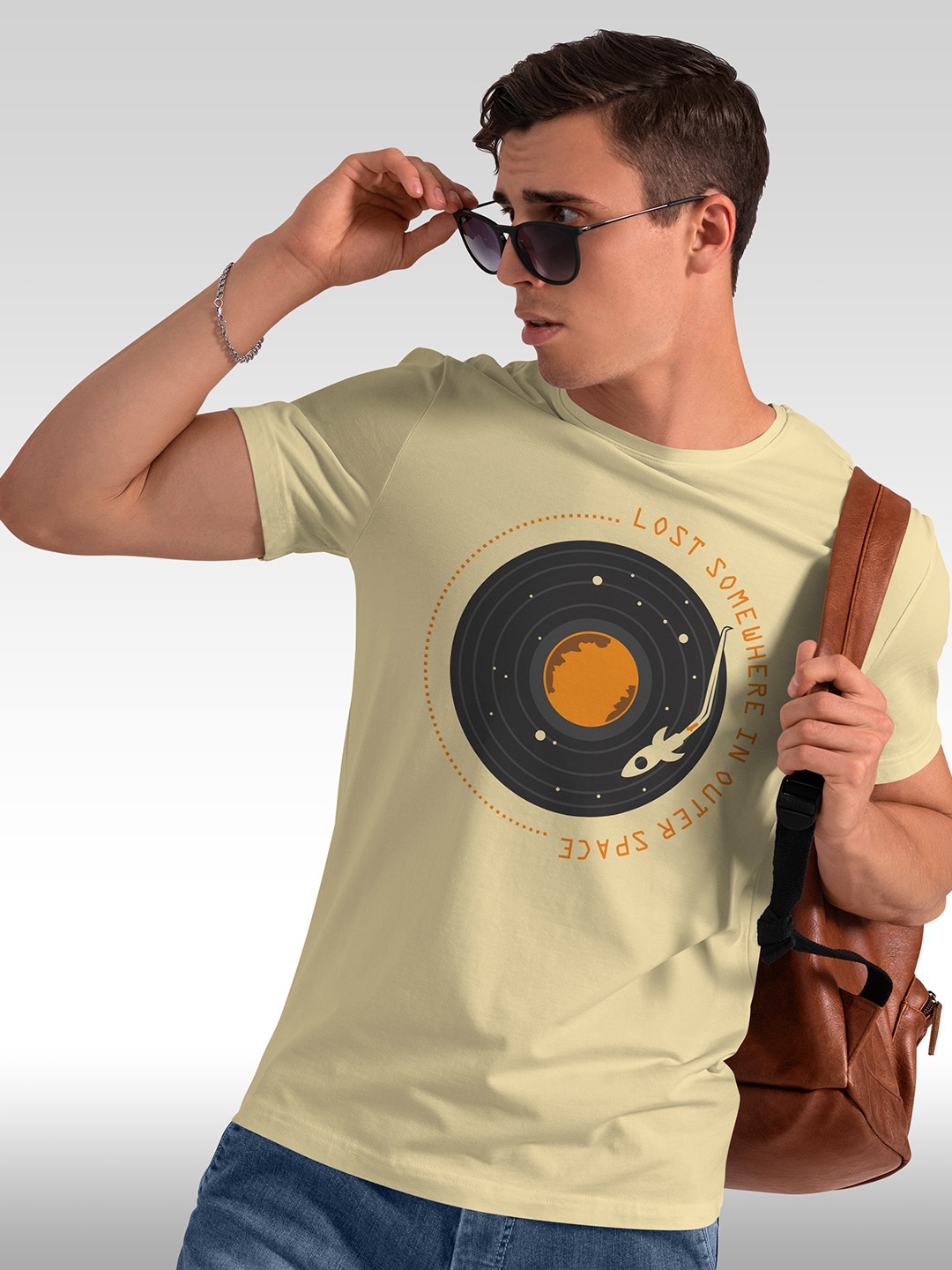 

BAESD Graphic Printed Round Neck Short Sleeves Cotton T-shirt, Cream
