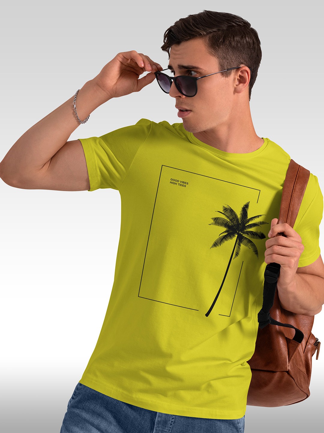 

BAESD Floral Printed Round Neck Short Sleeves Cotton T-shirt, Yellow