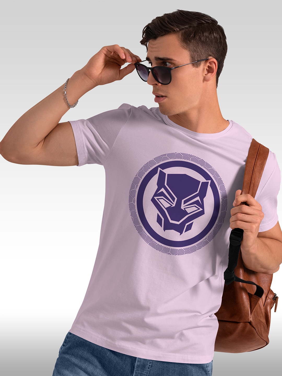 

BAESD Graphic Printed Round Neck Short Sleeves Cotton T-shirt, Purple
